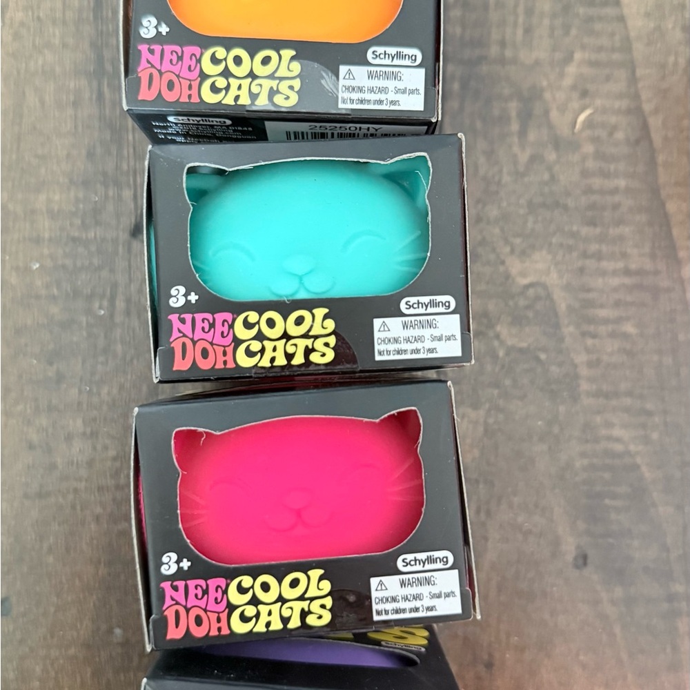 NeeCool Doh Cats Squishy Cats - Teal, Purple, Orange. & Hot Pink